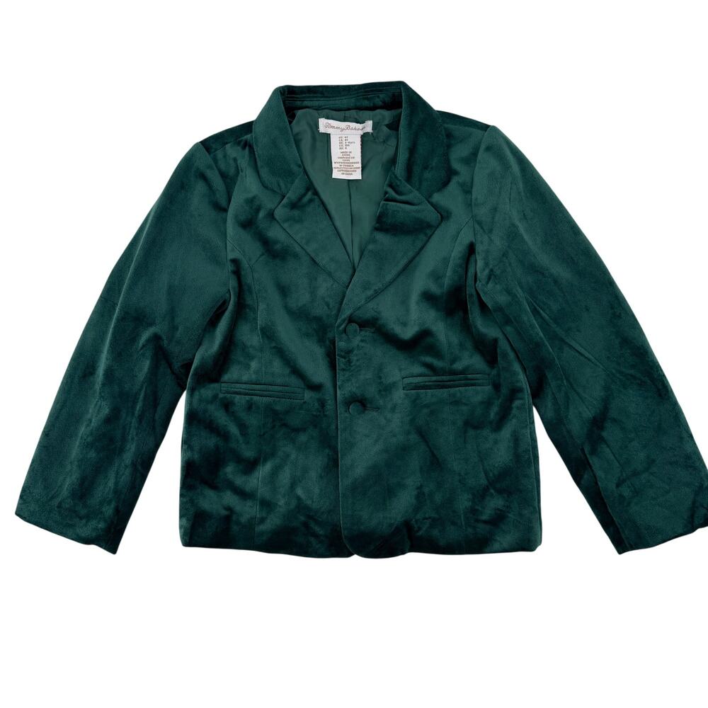 Tommy Bahama Boys Sz 4T Green Velvet Blazer Jacket 2 Button Holiday Christmas